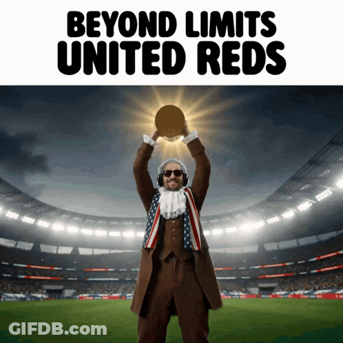 United Reds Man Holding Trophy Above Head GIF