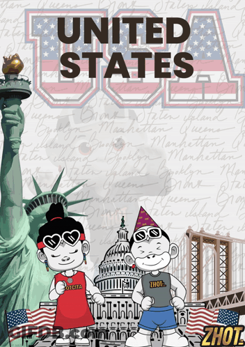 United States Poster With Statue Of Liberty GIF