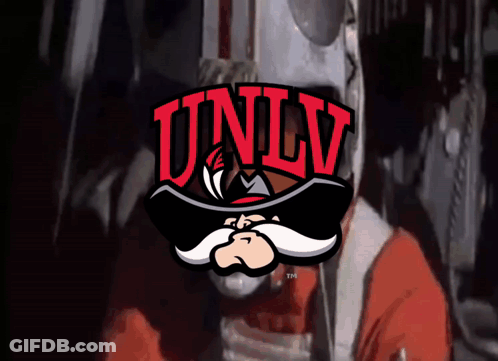 University Of NLV Logo With Man In Mask GIF