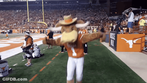 University Of Texas Mascot Dancing On Field GIF