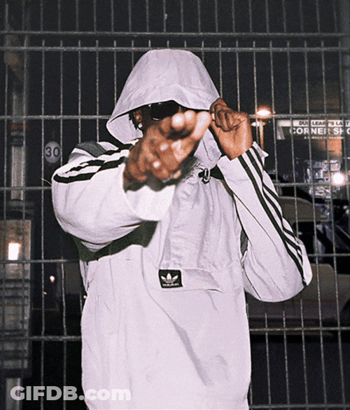 Unknown T Wearing White Adidas Hoodie GIF
