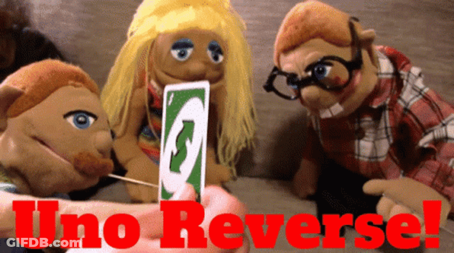 Uno Reverse Puppets Playing GIF