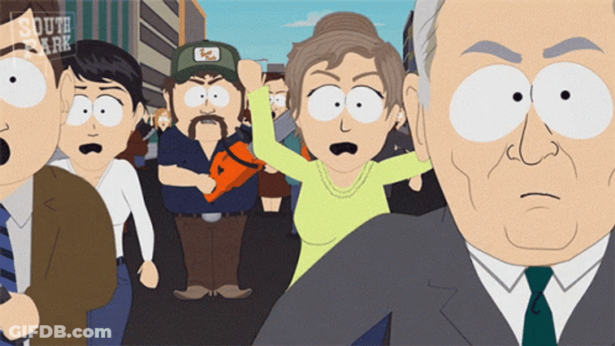 Unruly Mob Attacking In South Park GIF