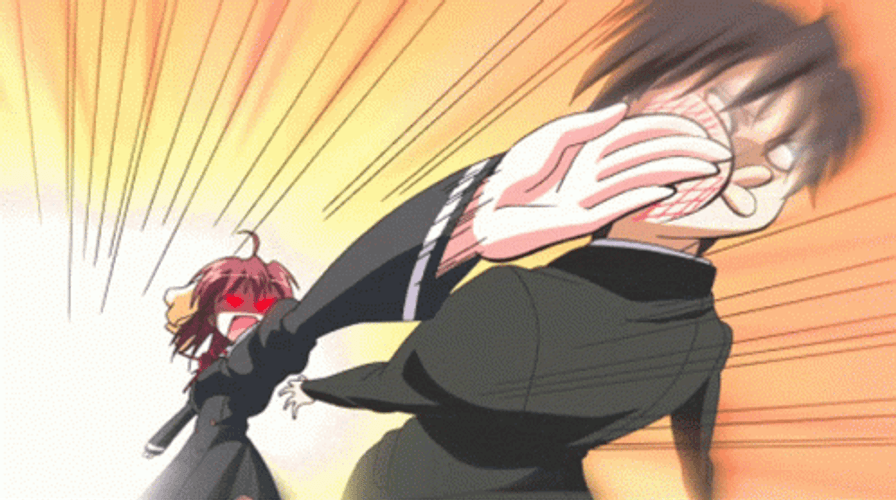 Up Close Angry Anime Slap GIF