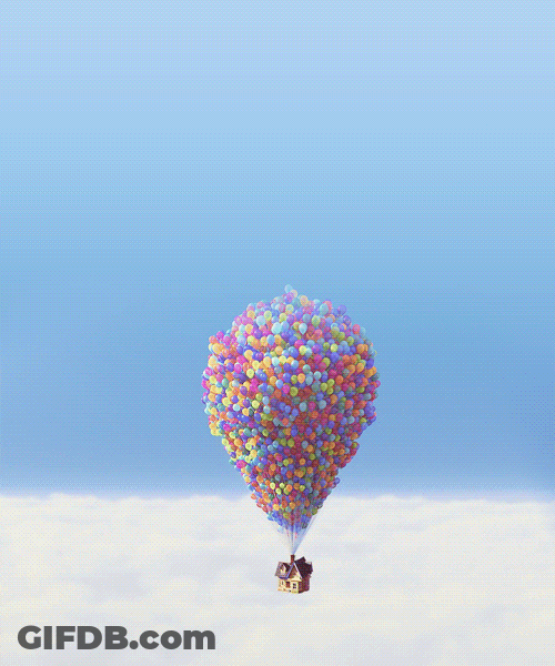 Up House Floating Above Clouds GIF