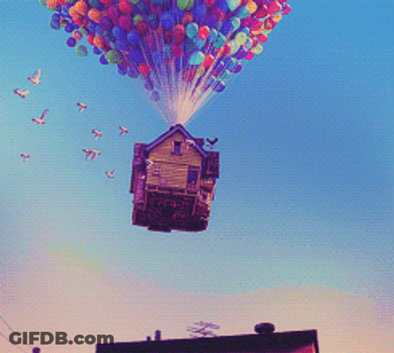 Up House Lifted By Balloons GIF