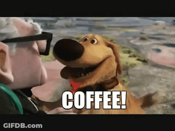 Up Movie Cute Dog Need Coffee GIF