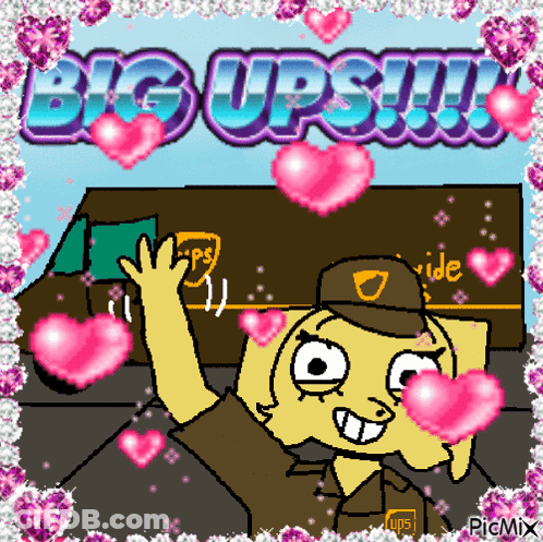 Ups Delivery Driver Surrounded By Hearts GIF