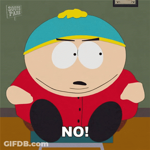 Upset Eric Cartman Saying No GIF