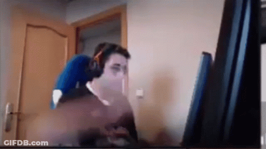Upset Gamer Smashing Computer GIF