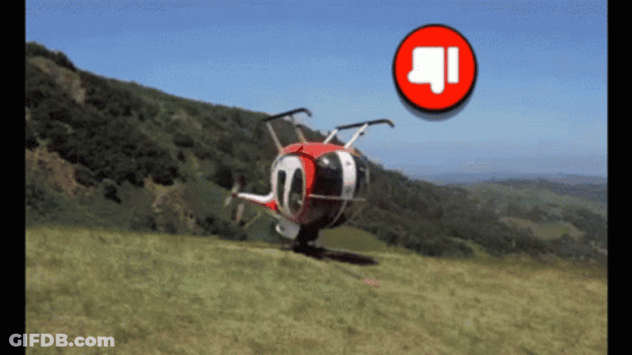 Upside Down And Spinning Helicopter Dislike Movement GIF