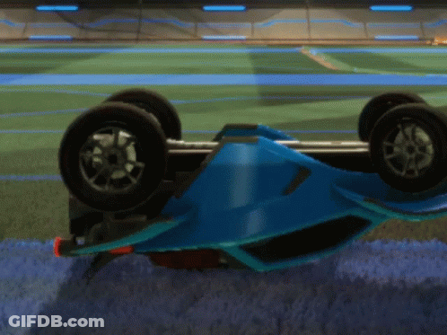 Upside Down Blue Rocket League Car GIF