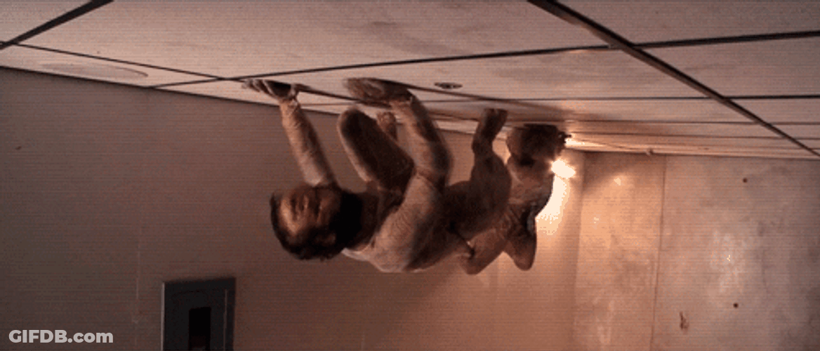 Upside Down Horrorific Scary Face GIF