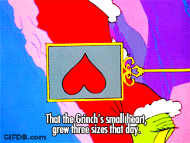 Upside Dwon Grinch Heart Growing GIF