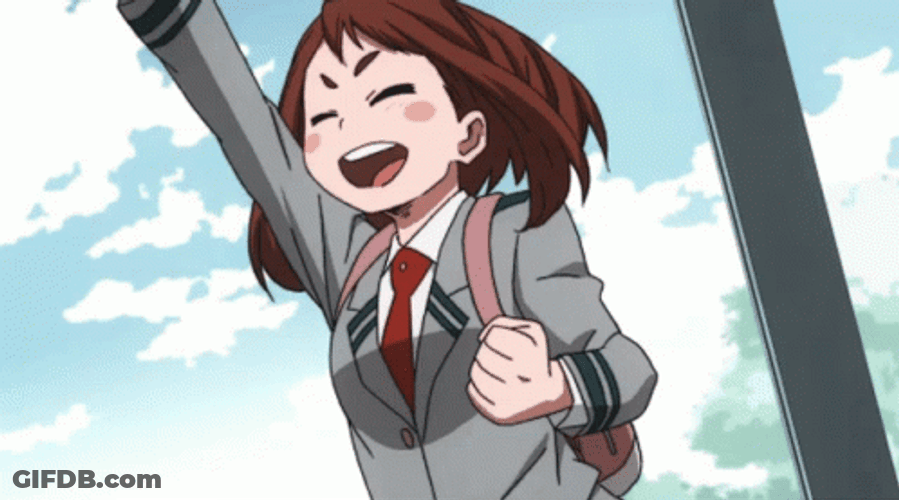Uraraka Raising Her Hand GIF
