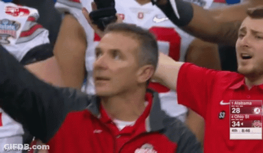 Urban Meyer Pointing While Looking On The Score GIF