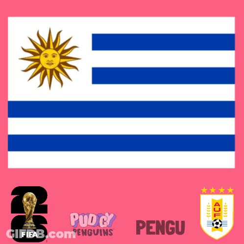 Uruguay Flag With FIFA, Pug, Penguins, Pengu GIF