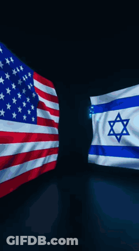 US And Israel Flags Flying GIF