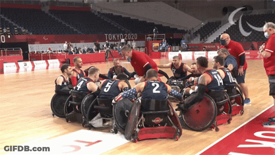 Usa Basketball Wheelchair Team Huddle GIF