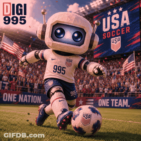 USA Soccer Mascot Kicking Ball GIF