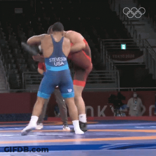 USA Wrestler Wrestling On Mat GIF