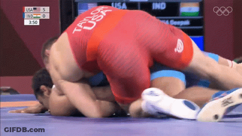 USA Wrestler Wrestling With India Wrestler GIF