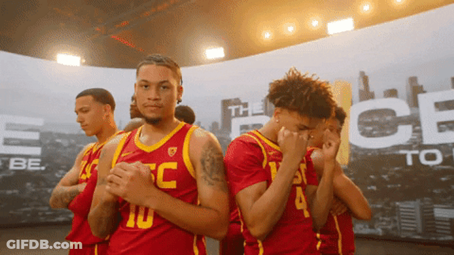 Usc Basketball Team Posing Back To Back GIF