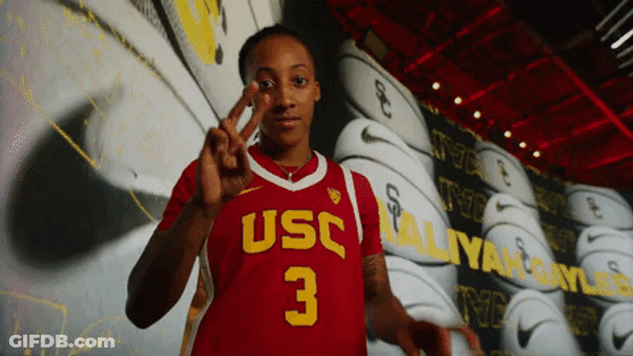 Usc Woman Player Shouting While Holding Ball GIF