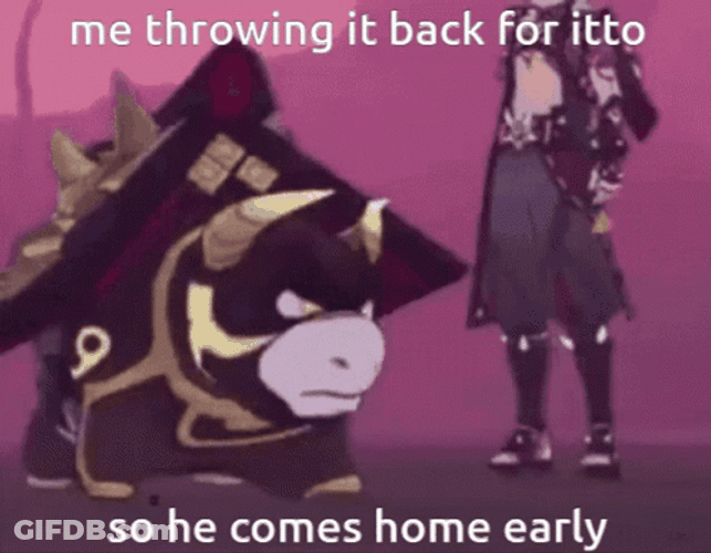 Ushi Bumping Arataki Itto Genshin Impact GIF