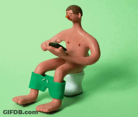 Using Toilet And Phone Clay Animation GIF