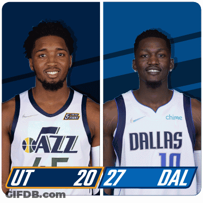 Utah Jazz And Dallas Basketball Players Standing Together GIF
