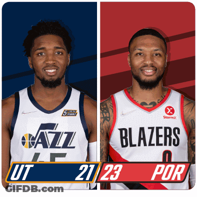 Utah Jazz Vs Blazers Basketball Players GIF