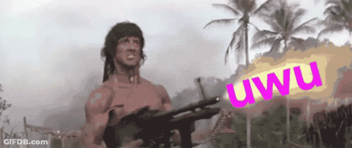 Uwu Rambo Machine Gun GIF