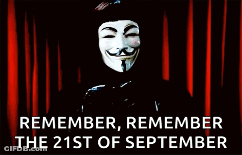 V For Vendetta Mask Remember Remember The 21St Of September GIF