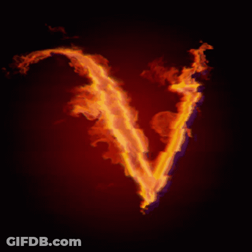 V Logo With Fire GIF
