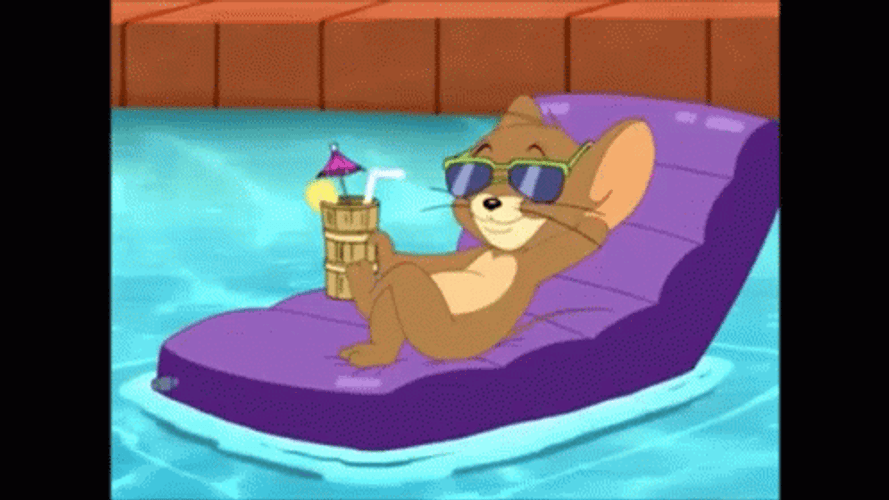 Vacation Pool Jerry Mouse GIF