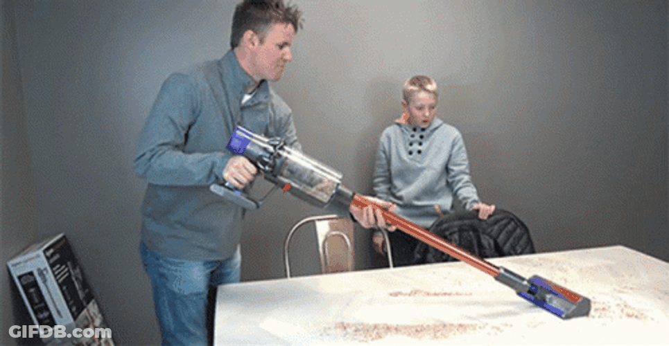 Vacuum Play Like A Champion In Front Of Kid GIF
