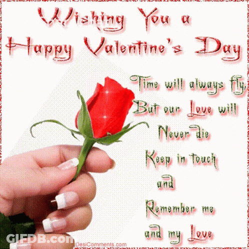 Valentine Card Hand Holding Red Rose GIF