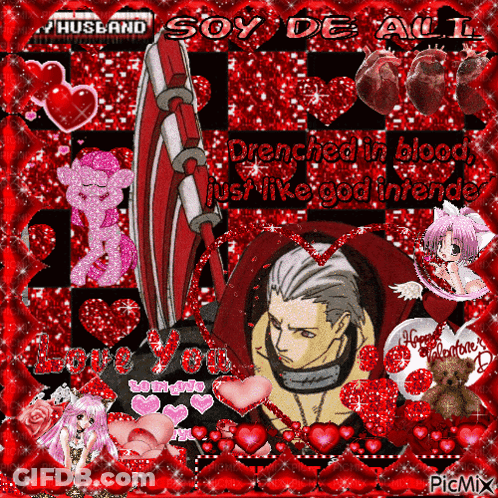 Valentine Man Surrounded By Hearts GIF