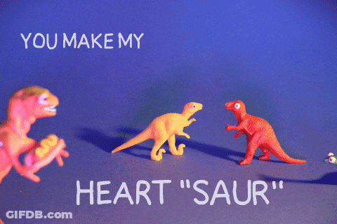 Valentine's Day Card Toy Dinosaurs You Make My Heart GIF