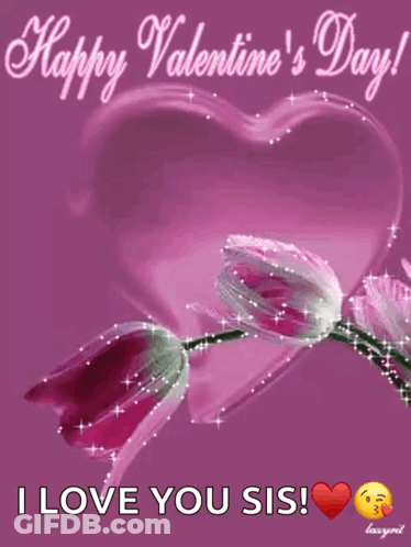 Valentine's Day Card With Heart And Flowers GIF