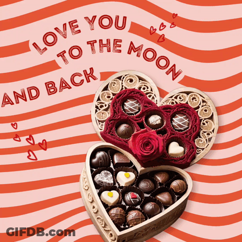 Valentine's Day Card With Heart Chocolates GIF