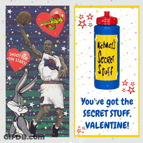 Valentine's Day Card With Michael Jordan And Bugs Bunny GIF