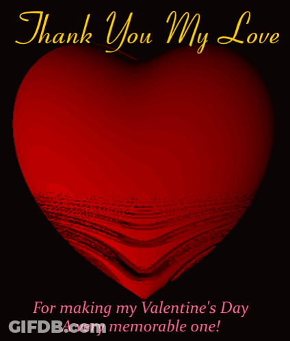 Valentine's Day Card With Red Heart And Thank You My Love GIF