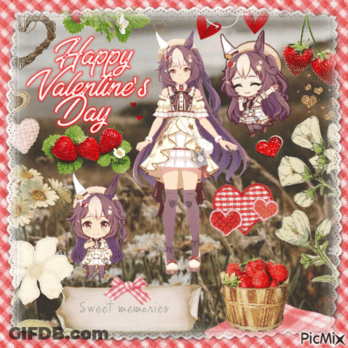 Valentine's Day Card With Strawberries GIF