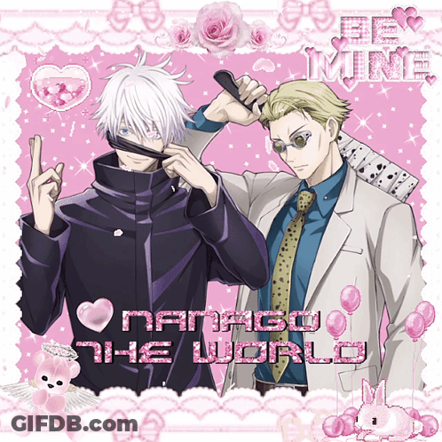 Valentine's Day Card With Two Anime Characters Saying Namago The World GIF