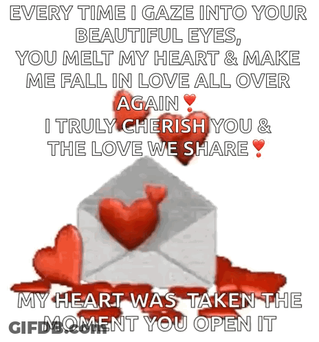 Valentine's Day Card With White Envelope And Hearts GIF