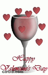 Valentine's Day Card With Wine Glass And Hearts GIF