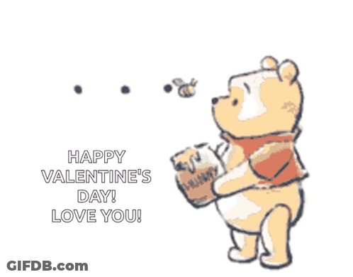 Valentine's Day Card With Winnie The Pooh And Honey GIF