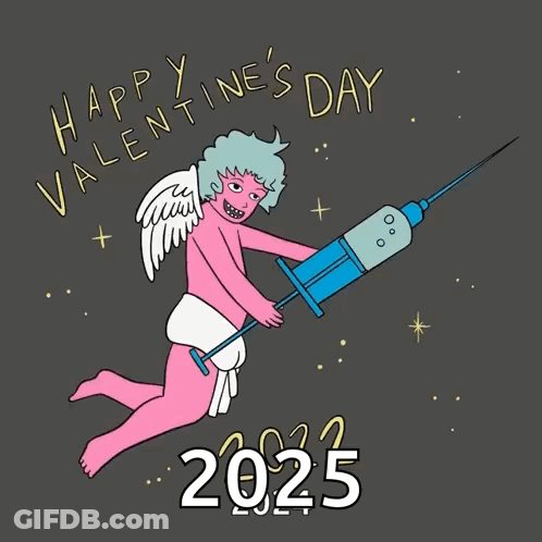 Valentine's Day Cupid Holding Syringe 2025 GIF